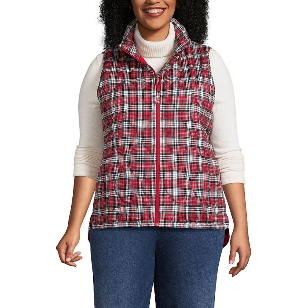 NWOT Plus Size Lands' End Print Feather Free Quilted Insulated Vest Size 3X